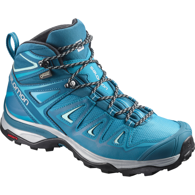 Salomon Singapore Womens Hiking Shoes - X ULTRA 3 MID GTX® W Turquoise | 71093-PYDI